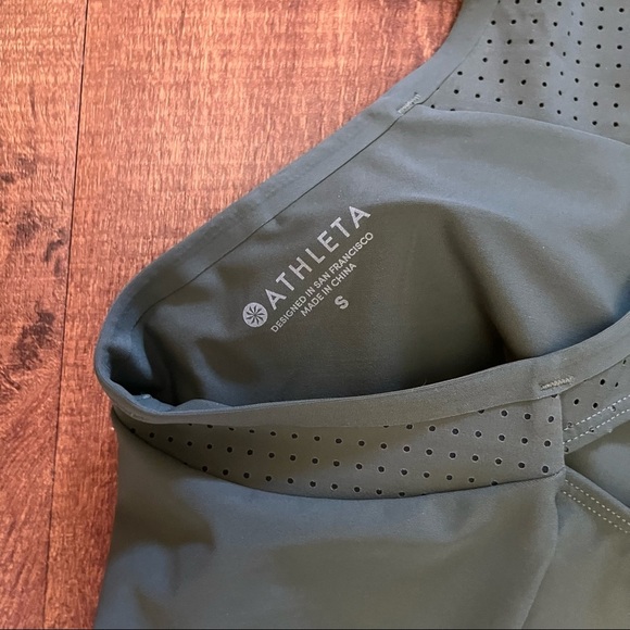 NWT Athleta Bonaire zip front Tankini top Sz small olive green swim bathing suit - Picture 6 of 9